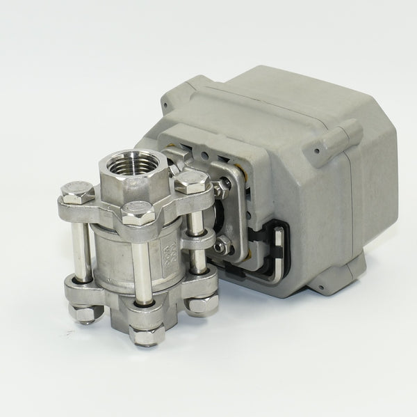 HSH-Flo Stainless Steel 2 Way 3-pieces AC24V CR202 Electric Motorized Ball Valve 2 Wires Switching Control Valve Auto Return When Power Off