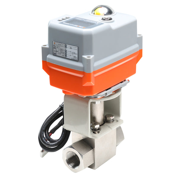 24VAC/DC 4-20mA 2 Way 4700PSI Proportional Integral Control Stainless Steel 304 Motorized Ball Valve