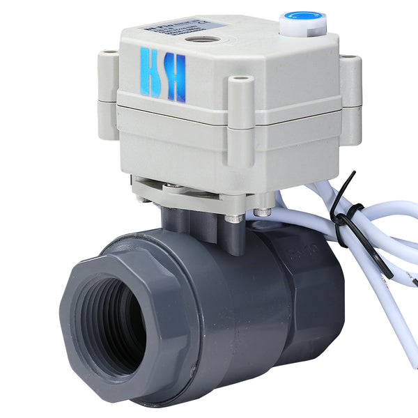 HSH-Flo PVC 2 Way AC110-230V CR502 Electric Motorized Ball Valve 5 Wires Switching Control Valve Auto Return When Power Off & Position Feedback