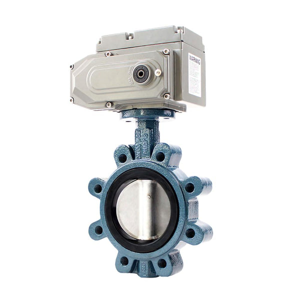 Electric Ductile Iron Lug Type Butterfly Valve AC220V PTFE Seat Stainless Steel Plate Wafer Type Butterfly Valve Weak Acid-base Medium