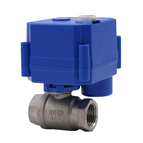 Stainless Steel/Brass Miniature Electric Valve 2 Way Ball Valve 1/2" 3/4" 1" Two Wires Control Valve CR04 DC9-24V Power-off Reset With Manual
